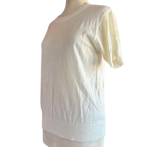 Womens Top Size Large White Sweater Tee Casual Elegance Summer Boating Vacation - Picture 5 of 7